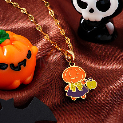 Halloween Stainless Steel Enamel Pendant Necklaces HG2651-1