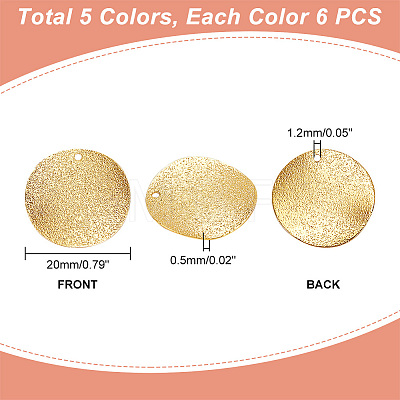   30Pcs 5 Colors Brass Pendants KK-PH0009-57-1