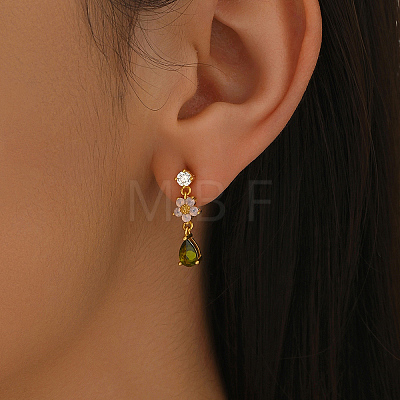 Brass Teardrop Dangle Stud Earrings SW0277-1