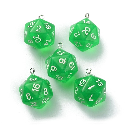 Transparent Resin Polyhedral Dice Pendants FIND-TAC0005-21J-1