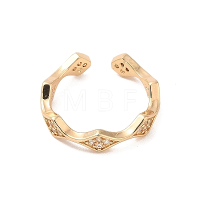 Brass Micro Pave Cubic Zirconia Open Cuff Rings RJEW-R146-02KCG-1