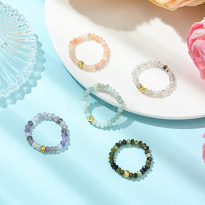 Natural Mixed Gemstone Beads Finger Rings RJEW-JR01074-1
