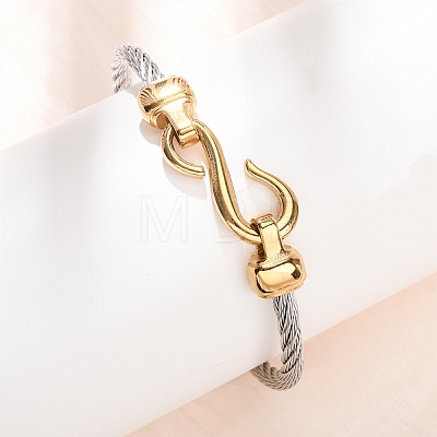 Duo Tone 304 Stainless Steel Twisted Rope Cuff Bangles with S Clasps for Women SA-CBA2192-02GP-1