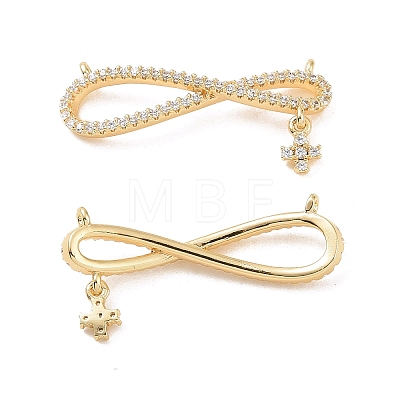 Infinity with Cross Brass Micro Pave Clear Cubic Zirconia Connector Charms KK-G436-09G-1