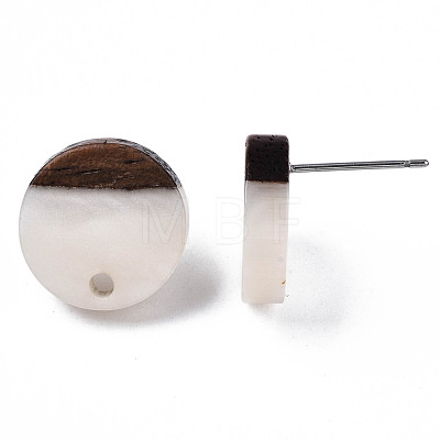 Resin & Walnut Wood Stud Earring Findings MAK-N032-007A-1