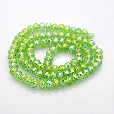 AB Color Plated Faceted Rondelle Electroplate Glass Beads Strands GLAA-A024D-AB06-1