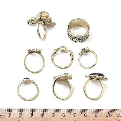 Alloy with Acrylic Finger Rings Sets RJEW-Z119-01AG-1
