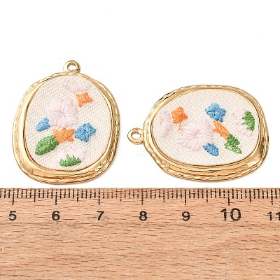 304 Stainless Steel & Cloth Embroidered Pendants FB-CBAFBAF-01G-1
