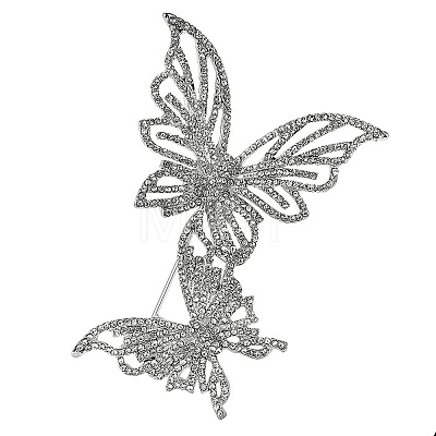 Double Butterfly Platinum
Alloy Rhinestone Brooches for Backpack Clothes PW-WG584CE-04-1