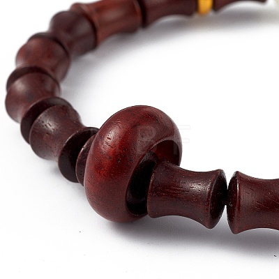 Sandalwood Column Beaded Stretch Bracelet for Women BJEW-H566-11A-1
