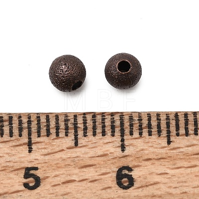 Red Copper Color Brass Textured Round Beads X-EC247-NFR-1