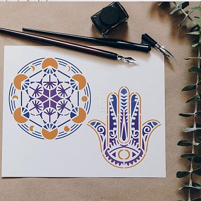 12Pcs 12 Styles PET Hollow Out Drawing Painting Stencils Sets DIY-WH0383-0060-1