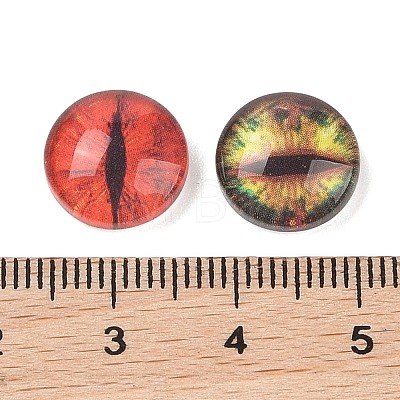 Half Round/Dome Dragon Eye Printed Glass Cabochons X-GGLA-A002-12mm-AB-1