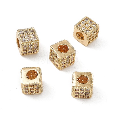 Real 18K Gold Plated Brass Micro Pave Cubic Zirconia Beads KK-E068-VB466-1-1