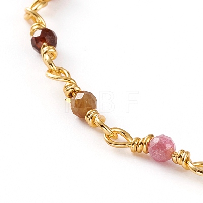 Faceted Round Natural Tourmaline Beaded Bracelets BJEW-JB05768-02-1