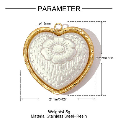 304 Stainless Steel with Resin Pendants RE-OY001-02G-1