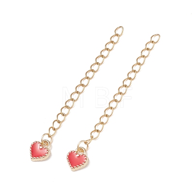 304 Stainless Steel Chain Extenders with Heart Alloy Enamel Charm FIND-JF00096-1