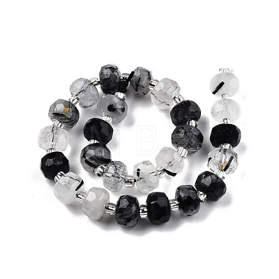 Natural Black Rutilated Quartz Beads Strands G-N327-08S-1