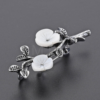 Branch and Flower Natural Shell Brooch Pin G-N333-008A-RS-1