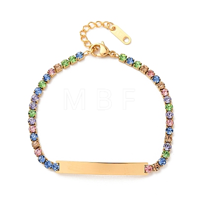 304 Stainless Steel Rhinestone Cup Chain Bracelets BJEW-G753-02G-01-1
