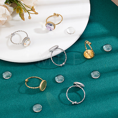 8Pcs 2 Colors 304 Stainless Steel Open Cuff Ring Component STAS-BBC0010-40-1