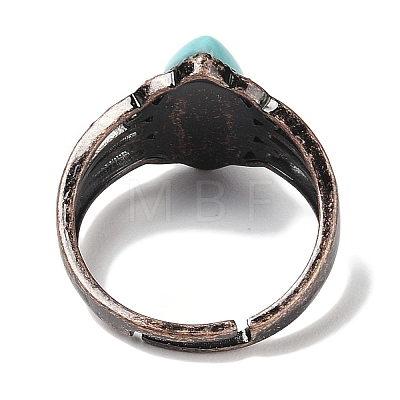 Synthetic Turquoise Horse Eye Adjustable Rings RJEW-K271-05R-11-1