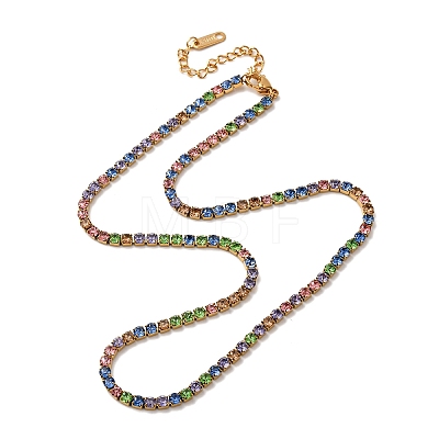 3MM 304 Stainless Steel Rhinestone Cup Chain Necklaces for Women NJEW-G175-01G-01-1