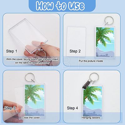 16Pcs Rectangle Acrylic Photo Frame Keychain KEYC-CA0001-34-1