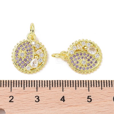 Real 18K Gold Plated Brass Micro Pave Cubic Zirconia Pendants KK-L209-056G-03-1