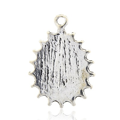 Antique Silver Plated Alloy Light Siam Rhinestone Enamel Teardrop Pendants ENAM-M028-02-1