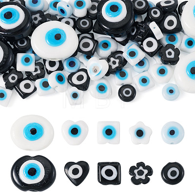 74Pcs 10 Styles Handmade Evil Eye Lampwork Beads LAMP-TA0002-73-1