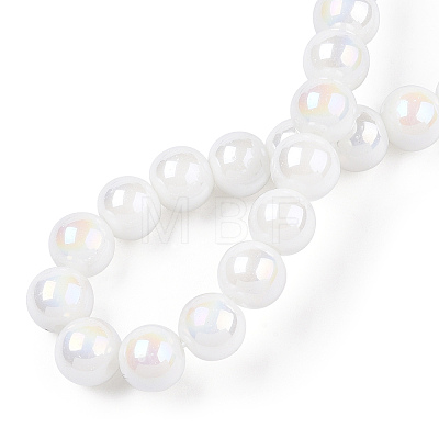 Electroplate Opaque Glass Beads Strands GLAA-T032-P8mm-AB02-1