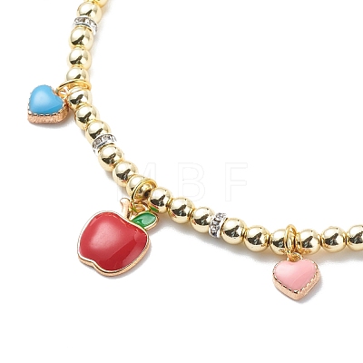 Heart & Cherry & Grape & Apple Enamel Fruit Charms Necklace NJEW-JN03964-1