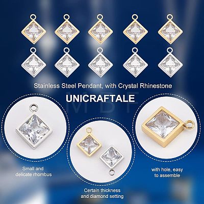 16Pcs 2 Colors 304 Stainless Steel Charms STAS-UN0035-45-1