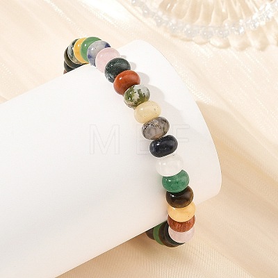 8MM Natural Mixed Gemstone Rondelle Heishi Beads Stretch Bracelets BJEW-JB14425-1