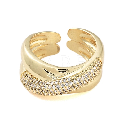 Rack Plating Brass Pave Cubic Zirconia Rings for Women RJEW-B064-09G-1