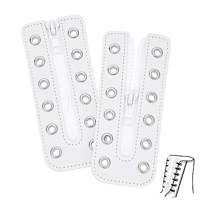 PU Leather Lace-in Boot Zipper Inserts DIY-WH0750-404A-1