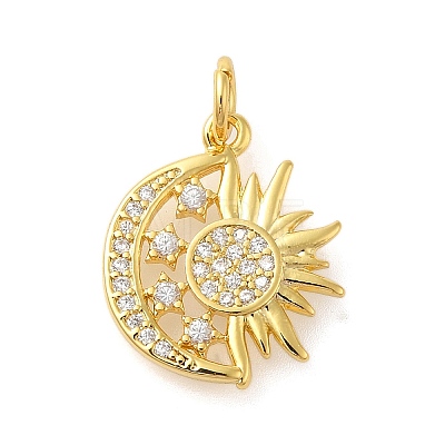 Rack Plating Brass Micro Pave Cubic Zirconia Pendants KK-S396-68G-1