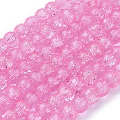 8MM Hot Pink Round Crackle Glass Beads Strands for Jewelry Making X-CCG-Q001-8mm-02-1