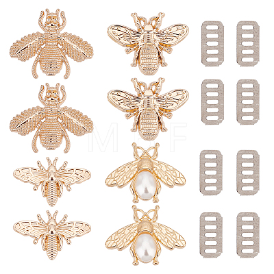 WADORN 8 Sets 4 Style Bee Theme Zinc Alloy Bag Decorative Clasps PURS-WR0001-20-1