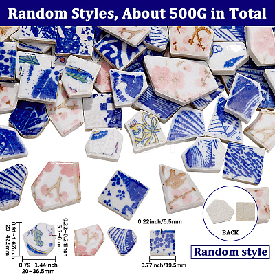 500G 4 Styles Handmade Porcelain Cabochons PORC-SP0001-22-1