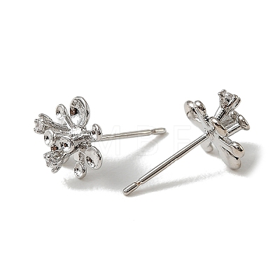 Brass Cubic Zirconia Stud Earring Settings CU-CBA53F6-01P-1