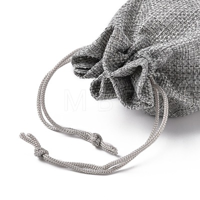 Polyester Imitation Burlap Packing Pouches Drawstring Bags ABAG-R005-14x10-04-1