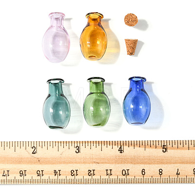 10Pcs 5 Colors Oval Glass Cork Bottles Ornament DJEW-FS0001-01-1