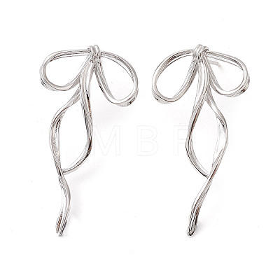 Bowknot Brass Stud Earrings EJEW-M245-10P-1
