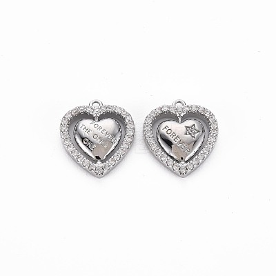 Brass Micro Pave Clear Cubic Zirconia Charms KK-S356-737-1