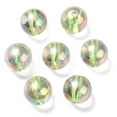 UV Plating Transparent Rainbow Iridescent Acrylic Beads OACR-F004-01D-1