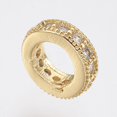 Brass Micro Pave Cubic Zirconia Rondelle Wheel European Beads LS-ZIRC-F083-094G-RS-1