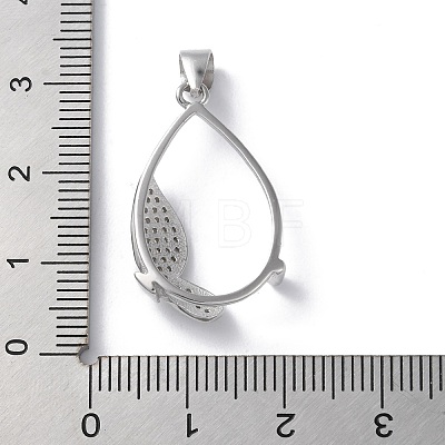 Rack Plating 925 Sterling Silver Micro Pave Clear Cubic Zirconia Pendants Cabochon Settings STER-NH0001-44P-1