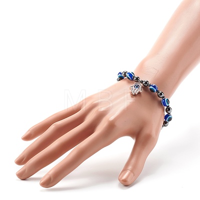 Evil Eye Resin Beads Stretch Bracelet for Girl Women BJEW-JB06763-01-1